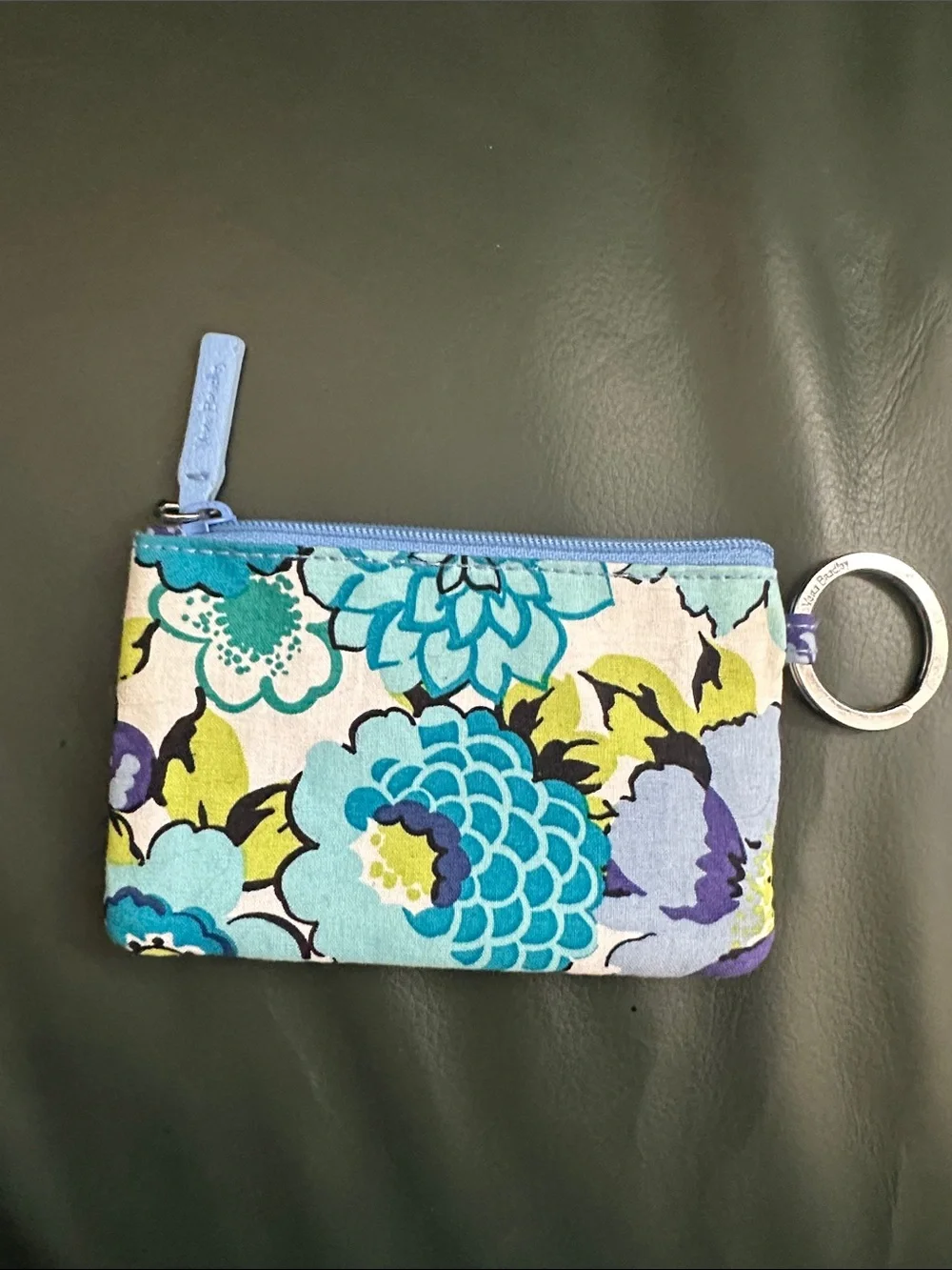 Vera Bradley Blue Floral ID Card Holder with Key Ring